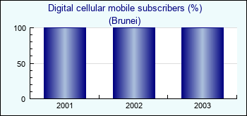 Brunei. Digital cellular mobile subscribers (%)